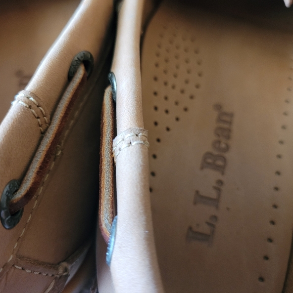 L.L. Bean Topsiders Tan Leather Lace Up Women's Size 7.5 Preppy Classic - Picture 5 of 8
